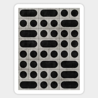 Mid-Century Modern Pattern No.15 - Black and Grey Concrete Magnet